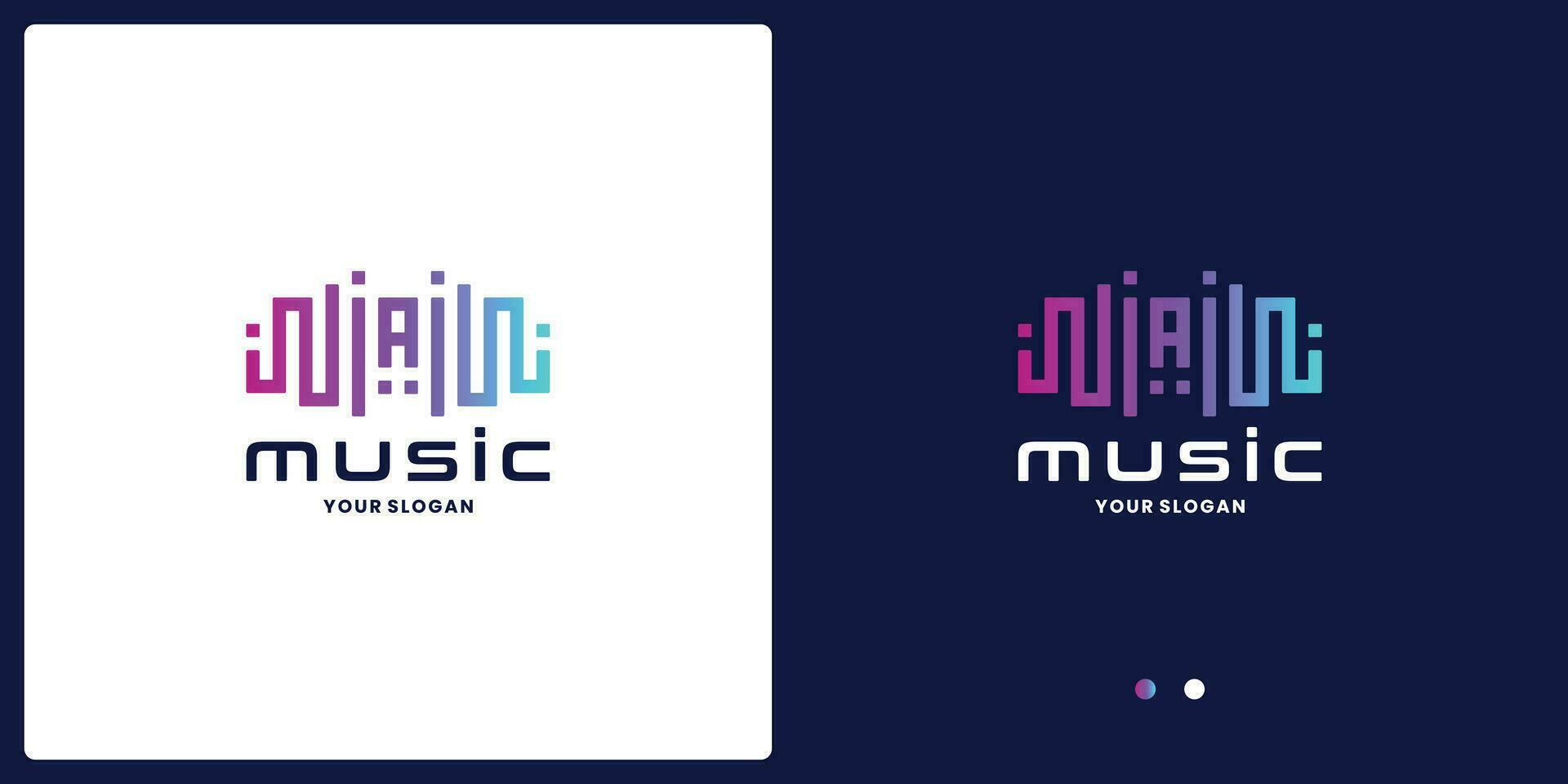 Pulse music player logo element with letter A logo design vector