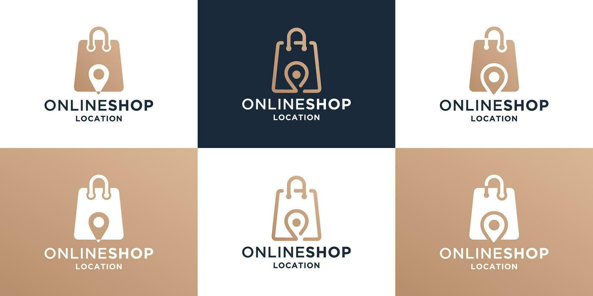 lujo en línea tienda ubicación logo diseño colección vector