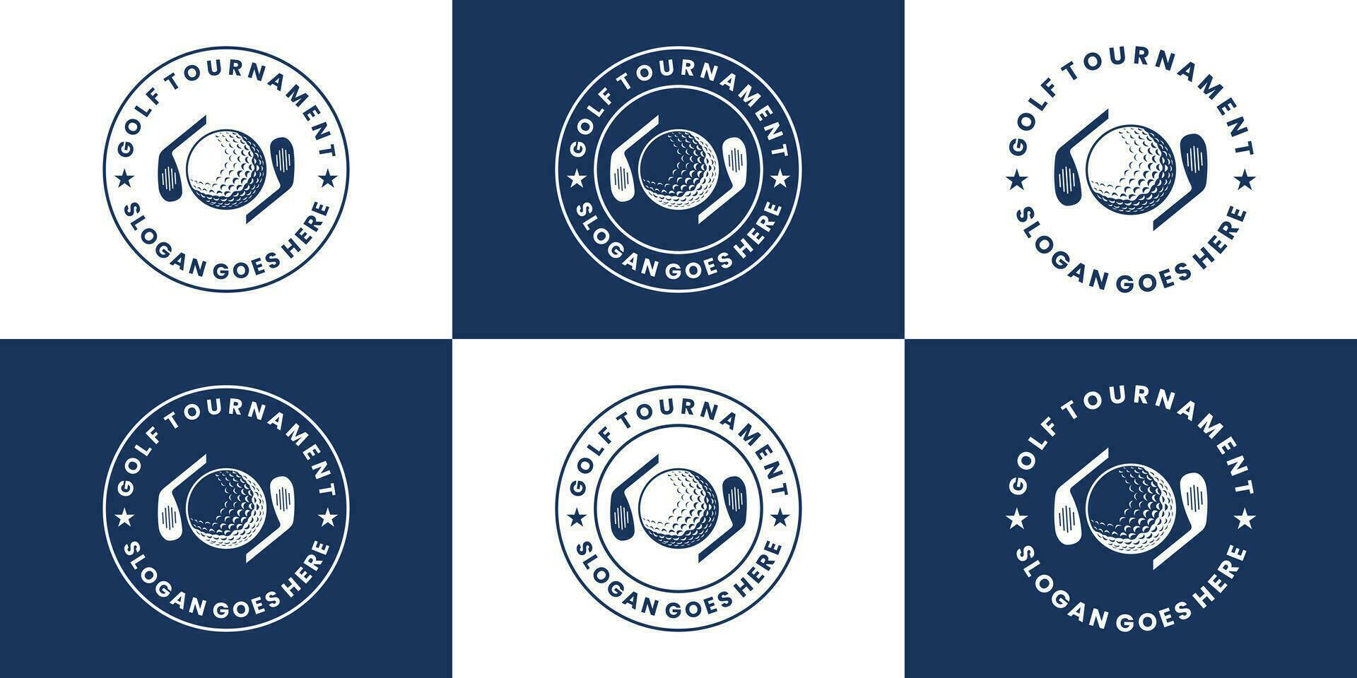 conjunto de Insignia golf logo diseño retro estilo vector