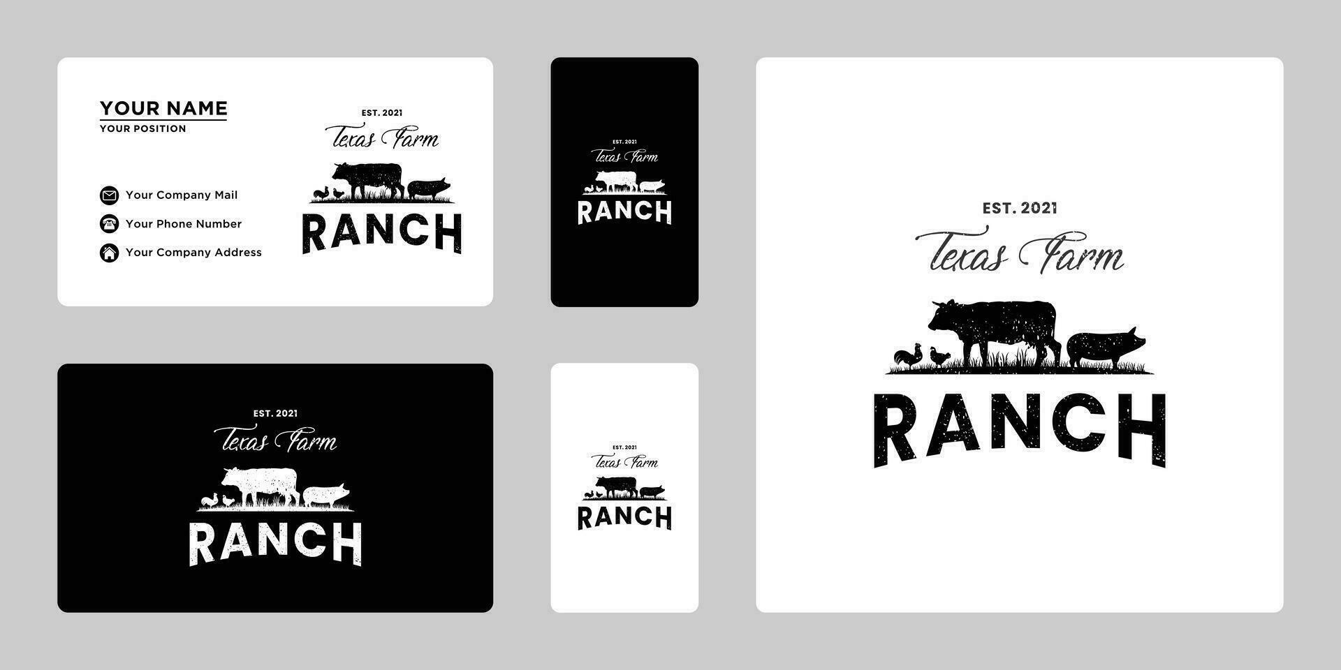 clásico rancho logo diseño modelo. animal granja, vacas granja logo vector