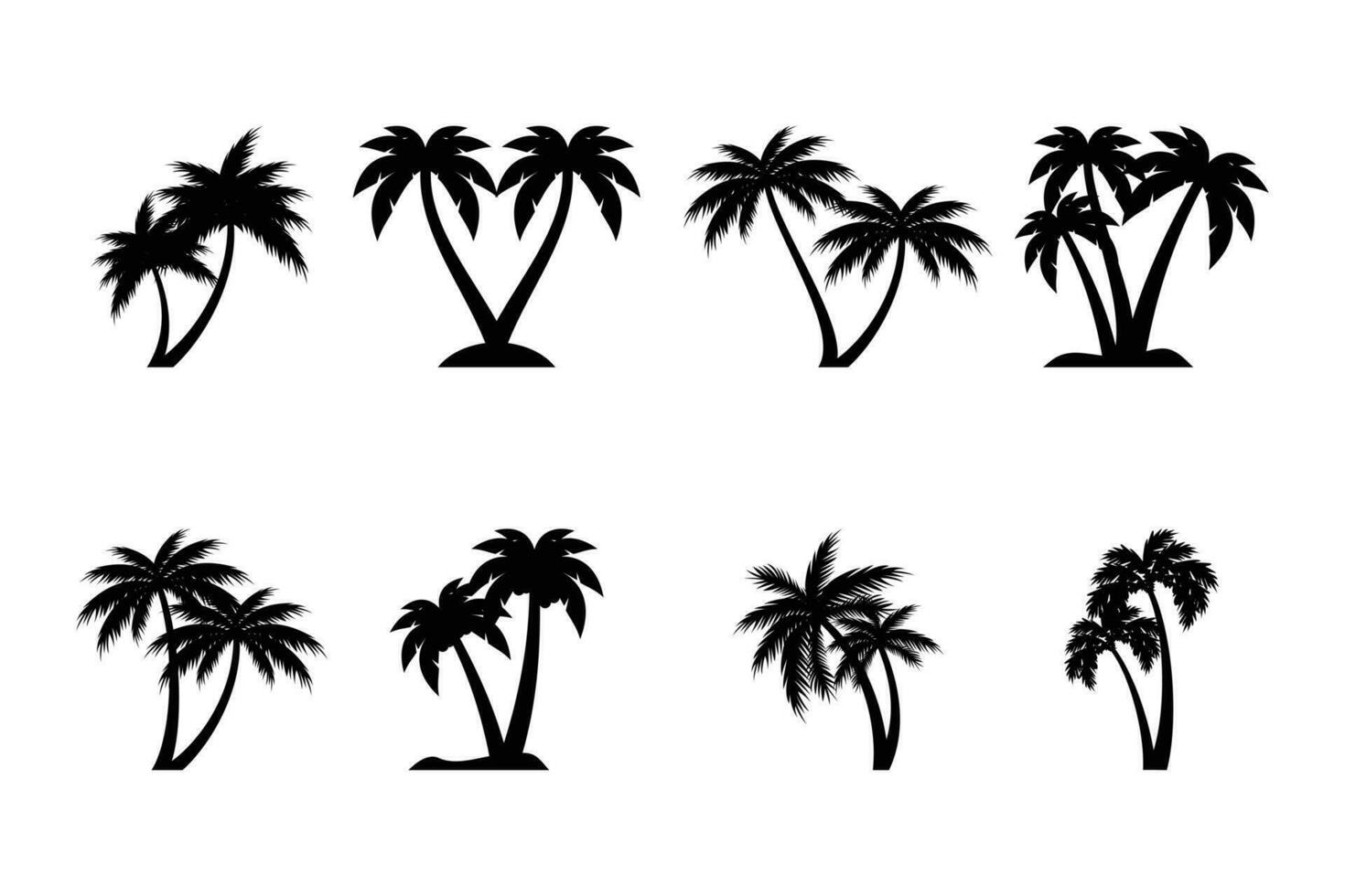 coconut tree silhouette icon, palm tree silhouette vector collection.