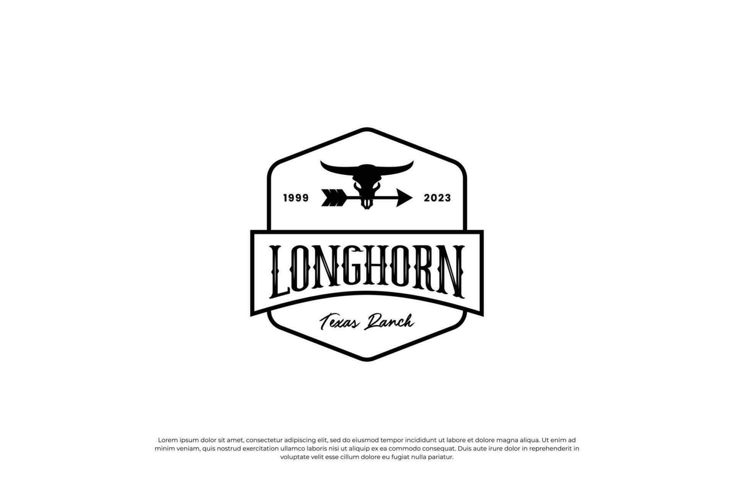 Longhorn buffalo, cow, bull logo design. Badge template for your business ranch vector