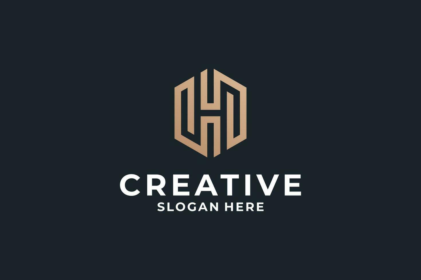 Letter H logo design combine with creative Hexagon shape. vector