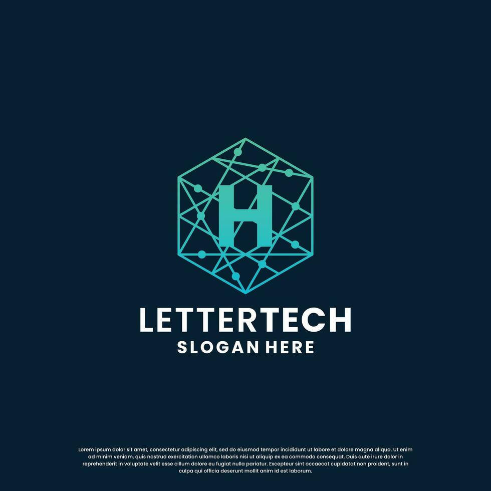 letter H logo design for technology, science and lab business company identity vector