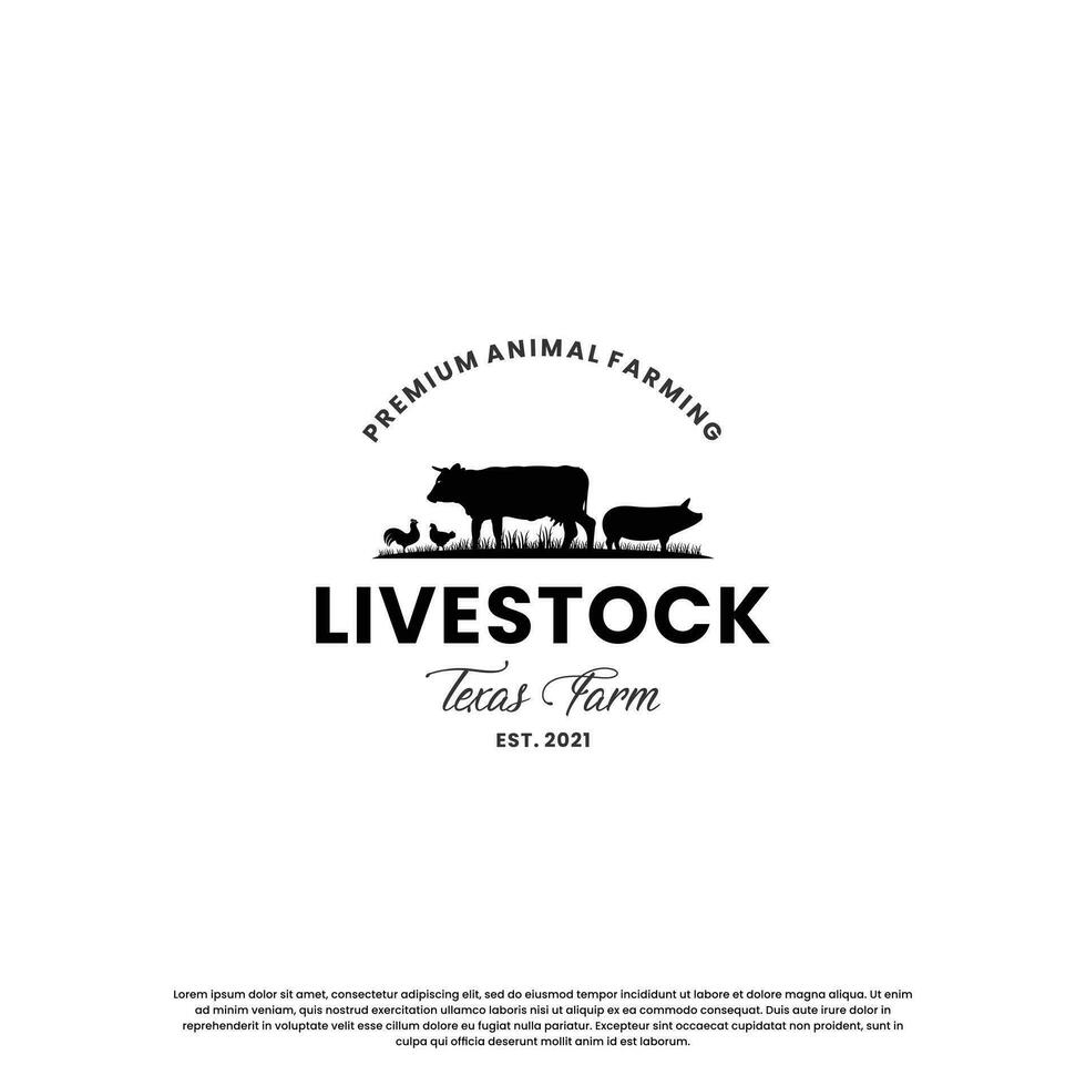 ranch and farm logo design vintage. livestock logo retro. vector