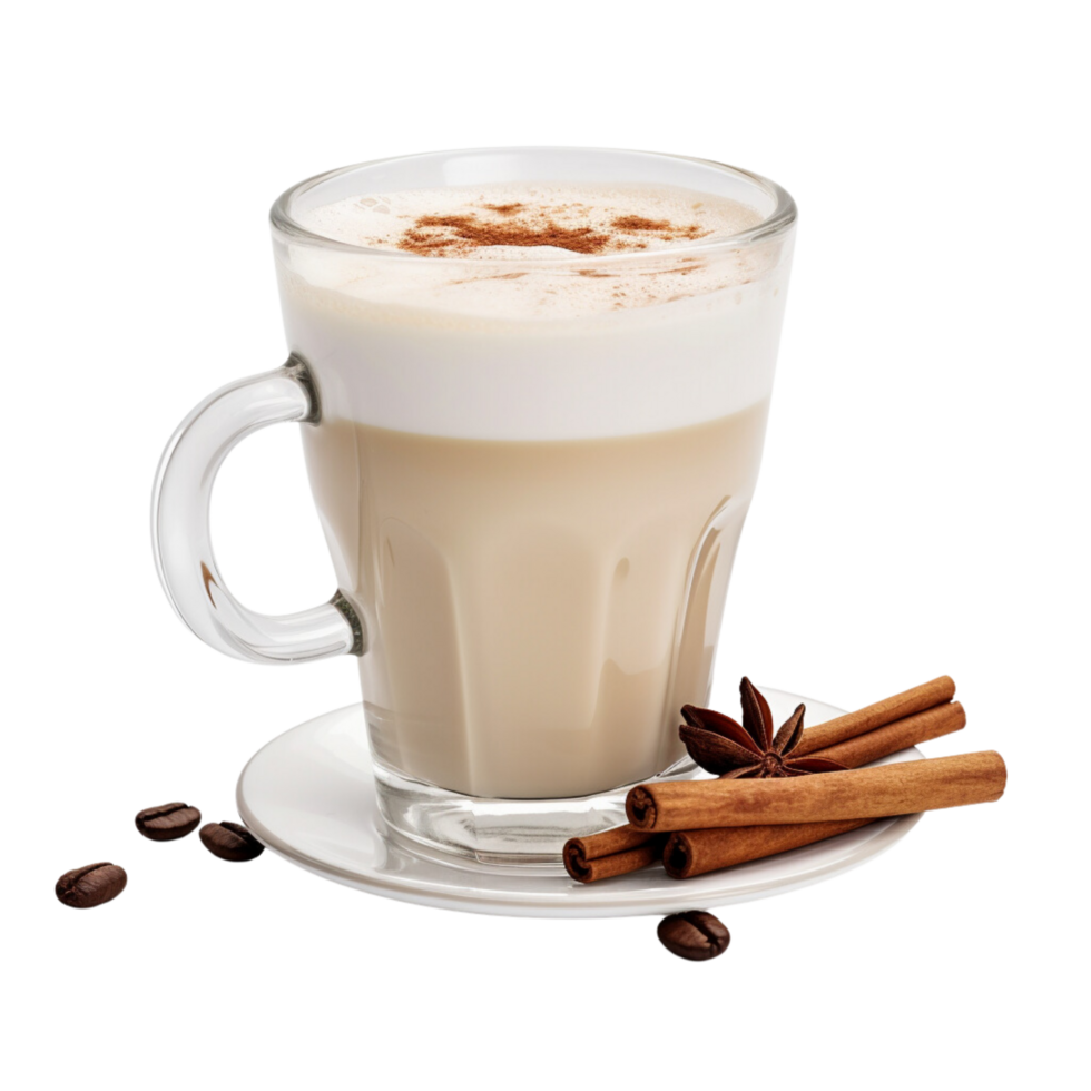 AI generated Chai latte on transparent background. png