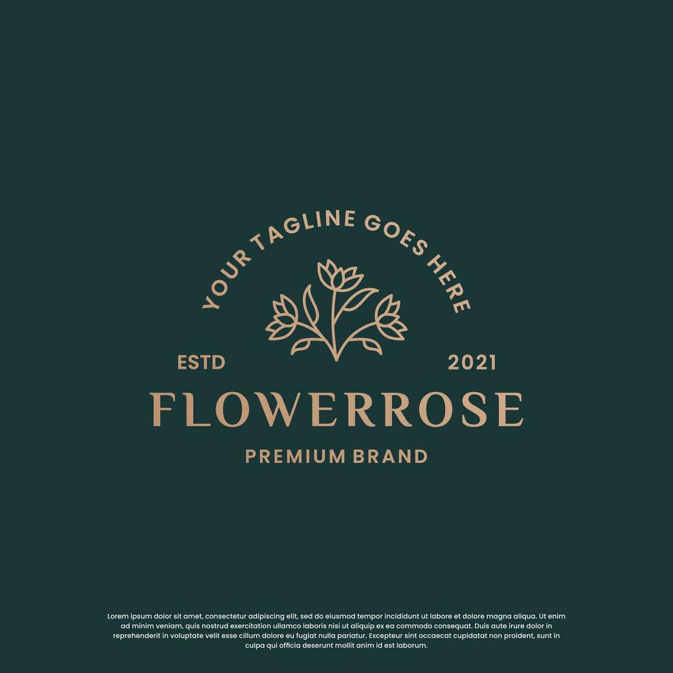 lujo logo diseño para tu negocio. dorado Rosa flor logo vector