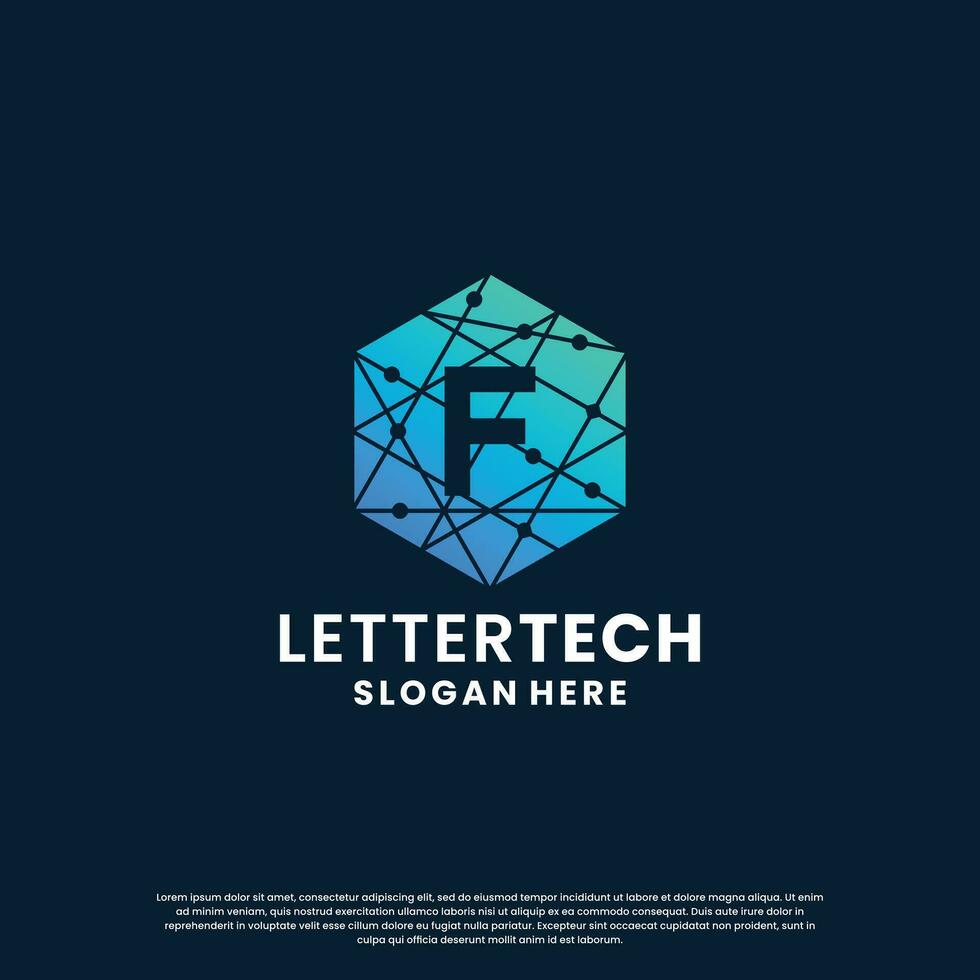 moderno letra F logo diseño con degradado color para tecnología y Ciencias negocio compañía. vector