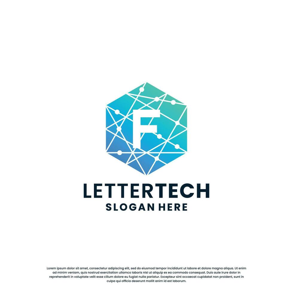 letter F logo design for technology, science and lab business company identity vector