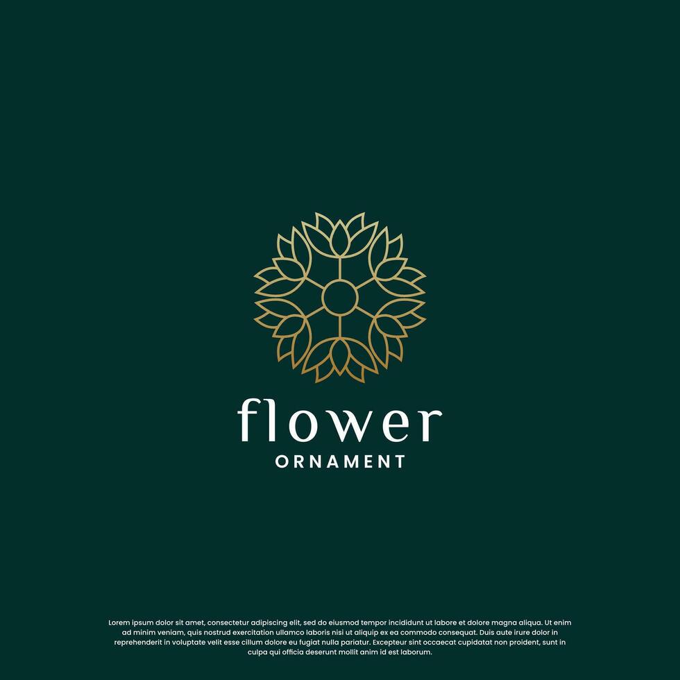 lujo boutique logo diseño. flor ornamento logo modelo. monograma concepto con dorado color vector
