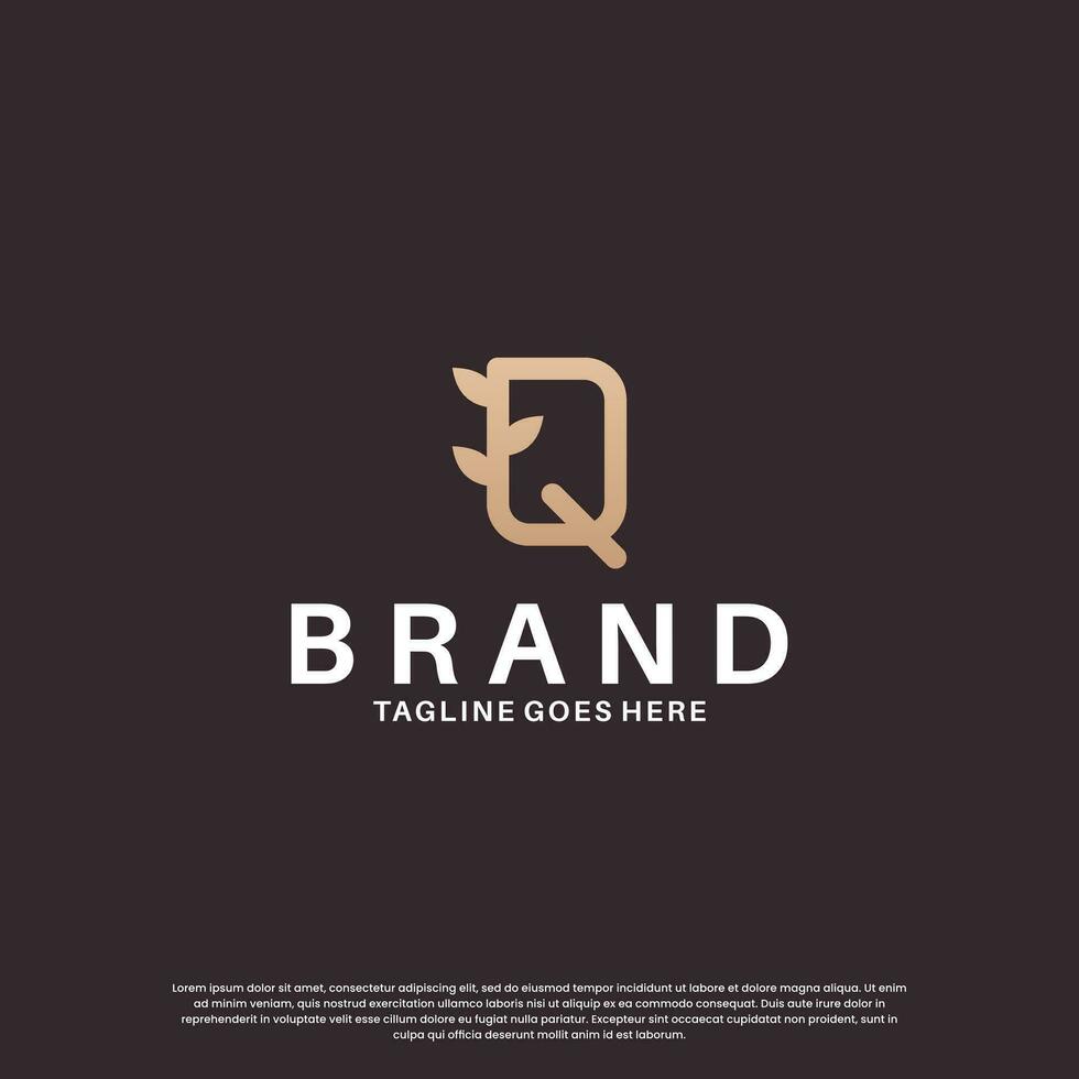 beauty letter Q logo design combine with leaf vector