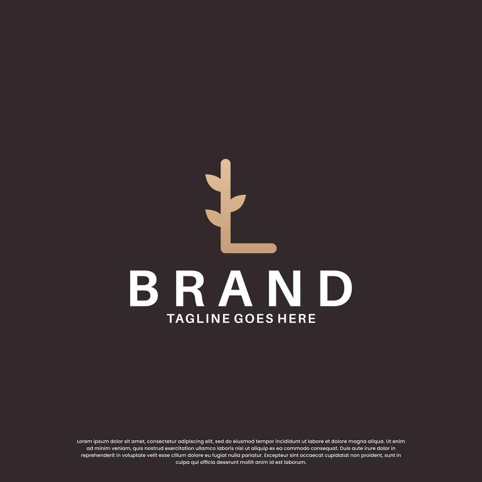 beauty letter L logo design combine with leaf vector