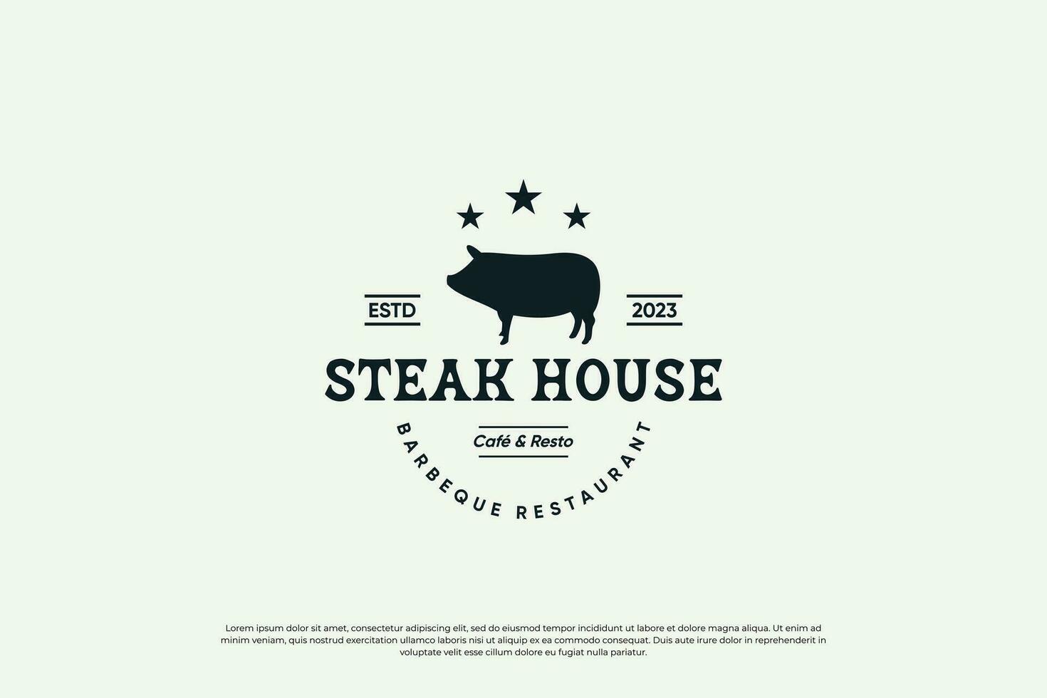 Vintage label steak house logo vector. vector