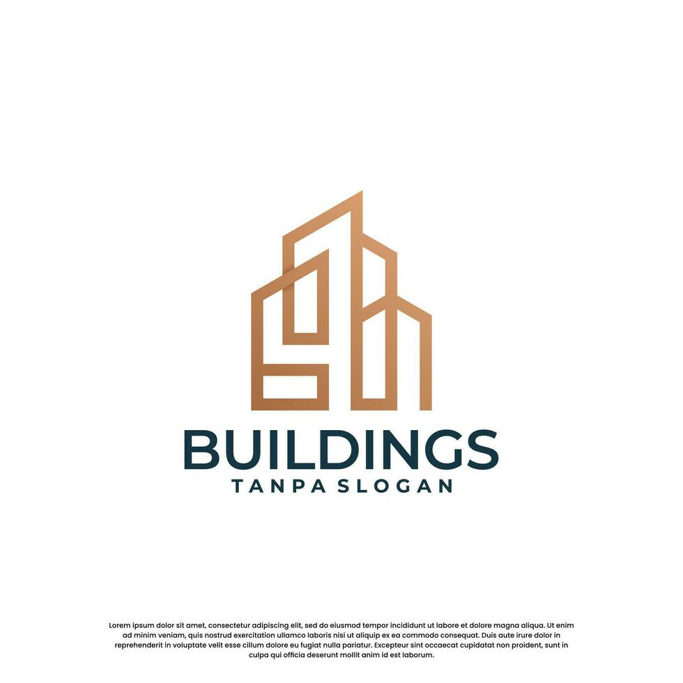 minimalist building logo design combine house with skyscraper vector