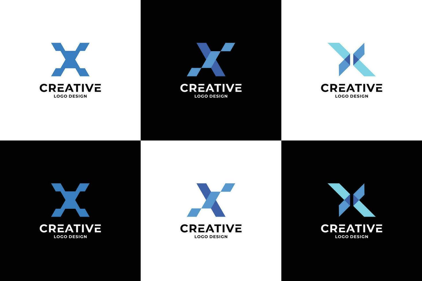 Set of creative initial letter X logo design. vector