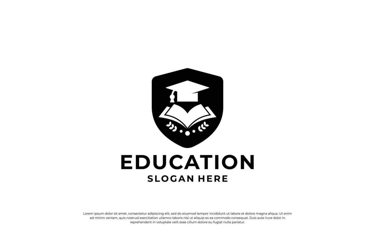 Education shield combination logo design. vector