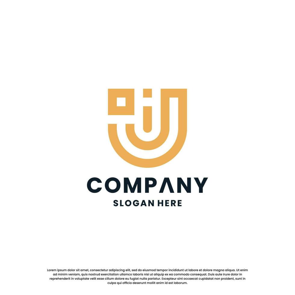 creative letter J monogram logo design combination with shield vector