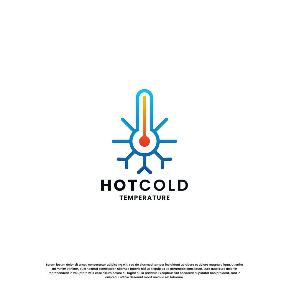 hot and cold logo design for temperature. snow and flame icon combination vector