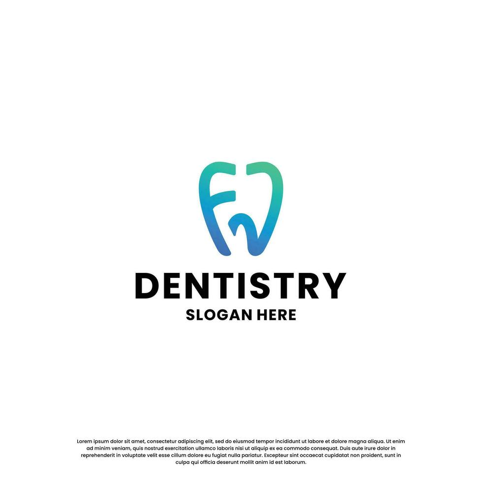 dental with letter F C, F D logo design combination. dental health logo for dentistry business vector