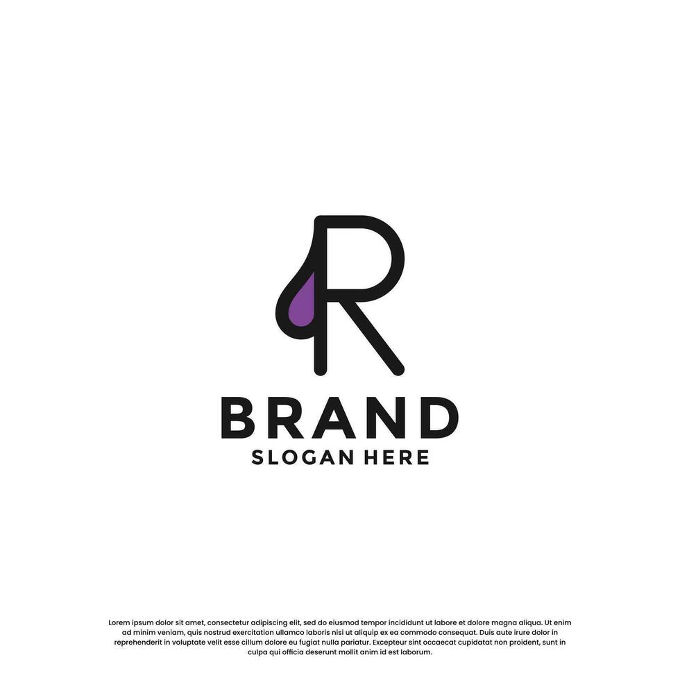 letter R with drop combination logo design inspiration vector