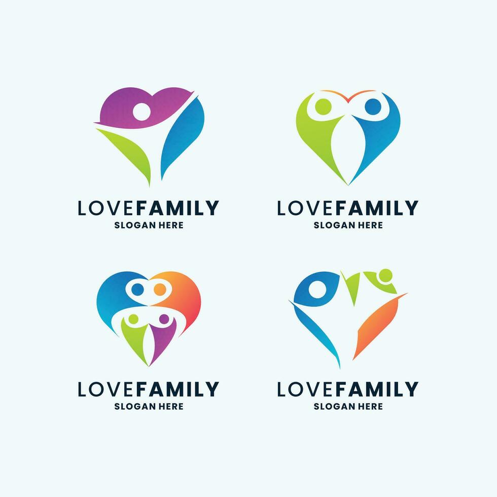 love family logo design collection with abstract human vector