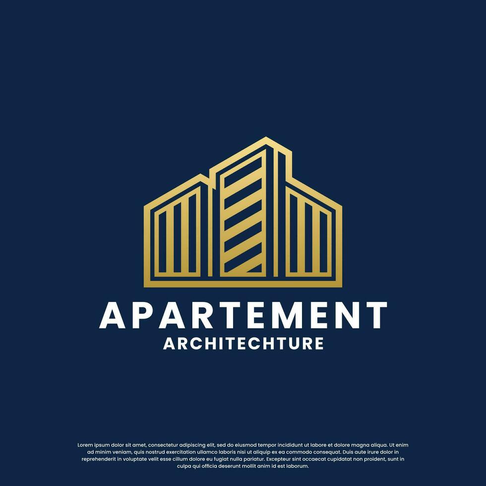minimalist building logo design combine house with skyscraper vector