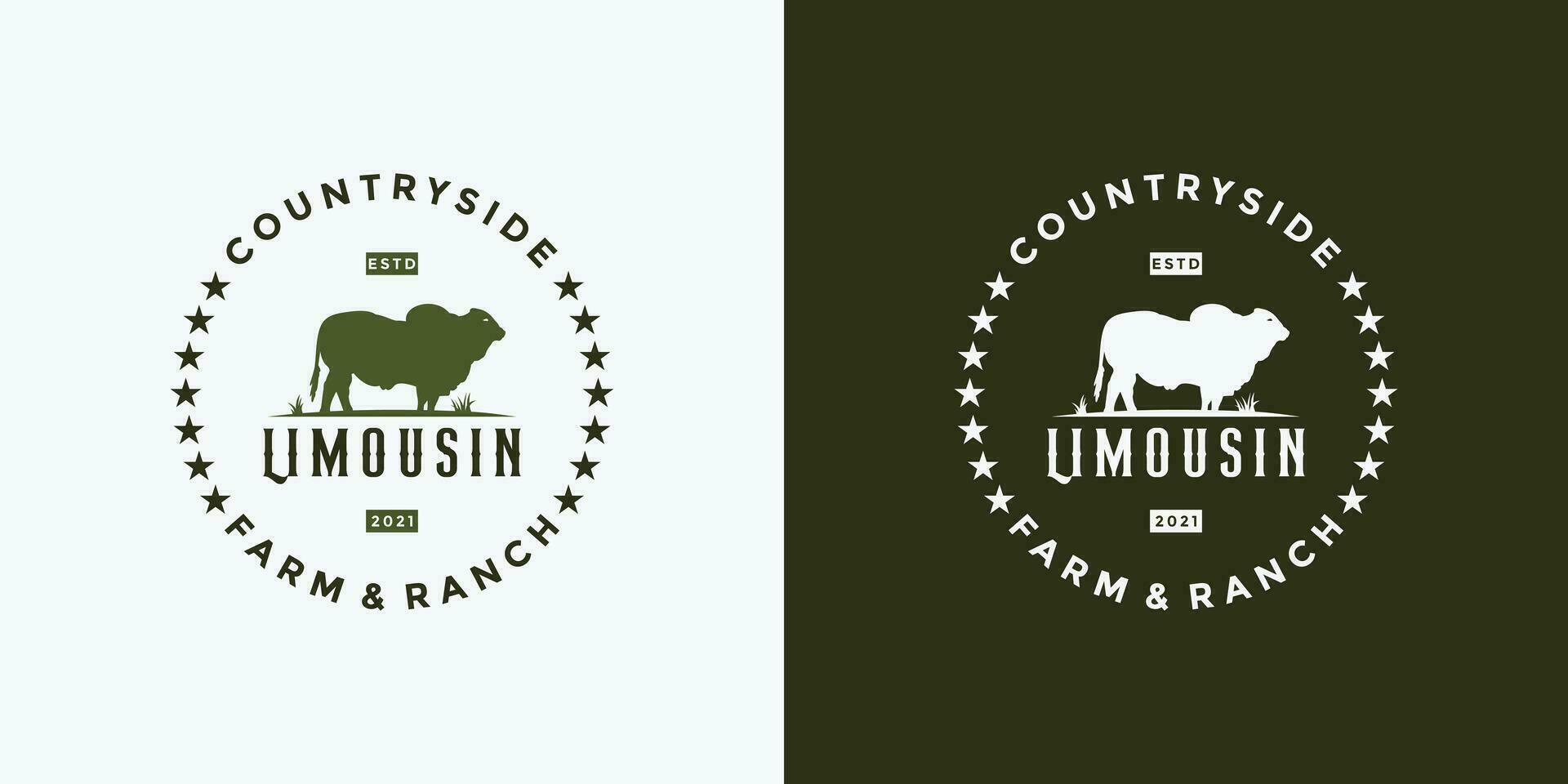 limousin logo design vintage badge for your business ranch, vector