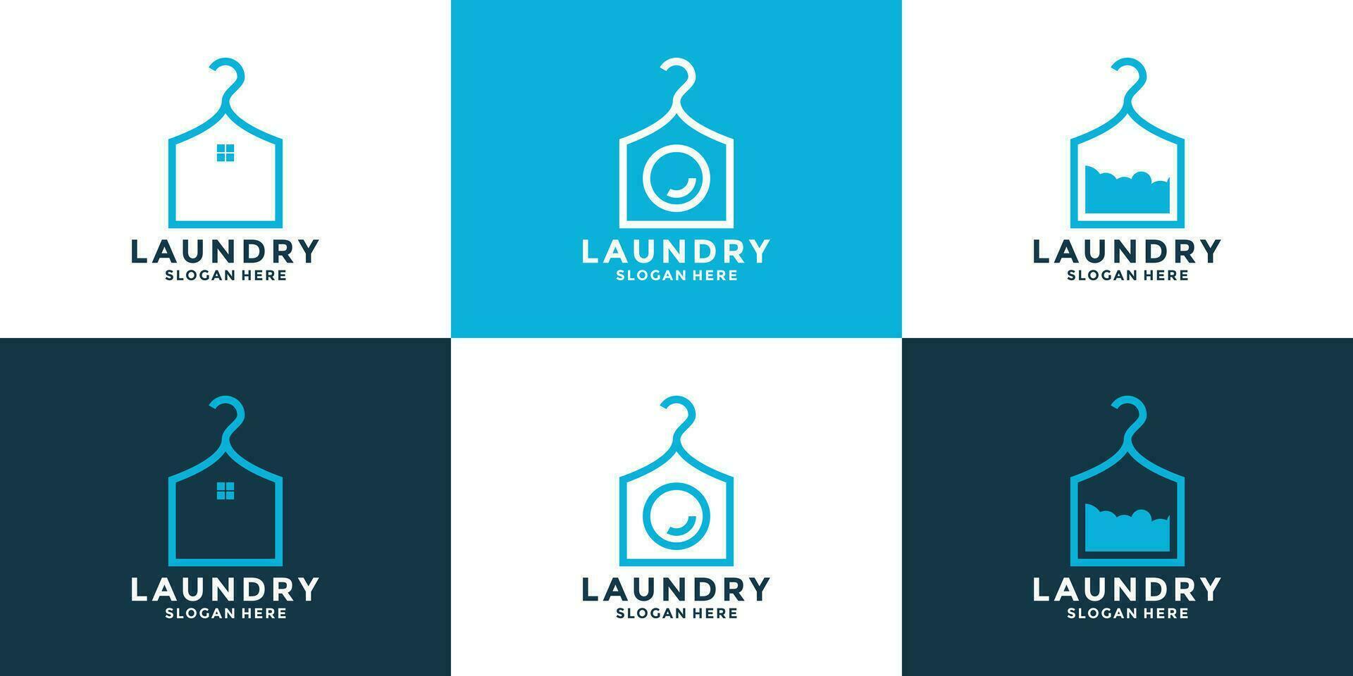 set of Clean Laundry logo design concept with creative combination vector