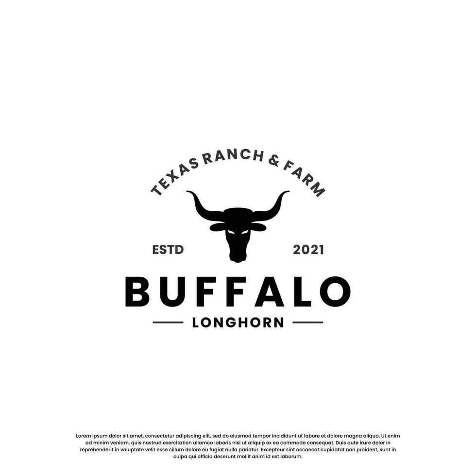 Longhorn logo diseño antiguo. búfalo, vaca, toro logo inspiración vector