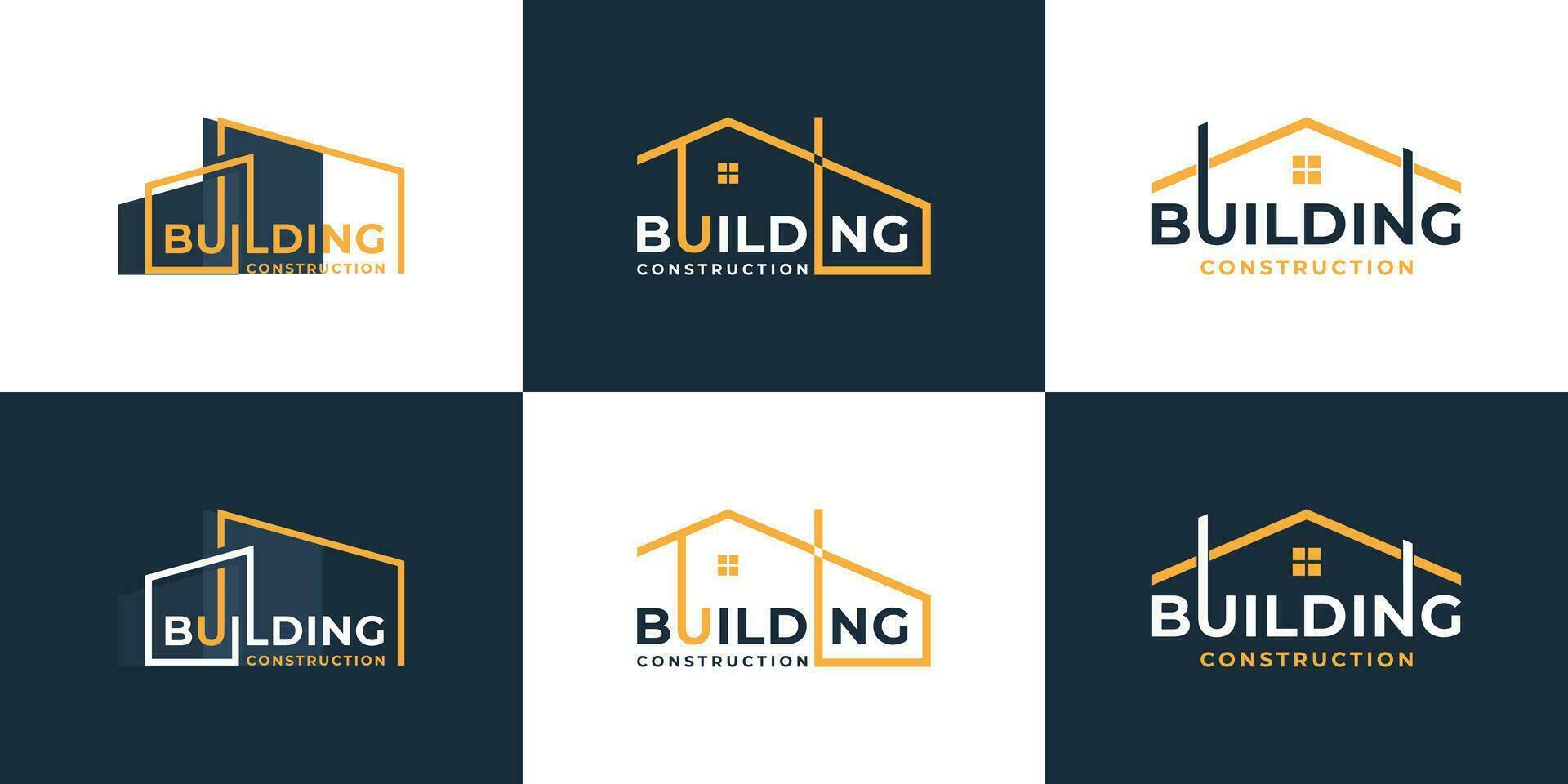 set of building house renovation logo design with word mark and typography art vector. vector