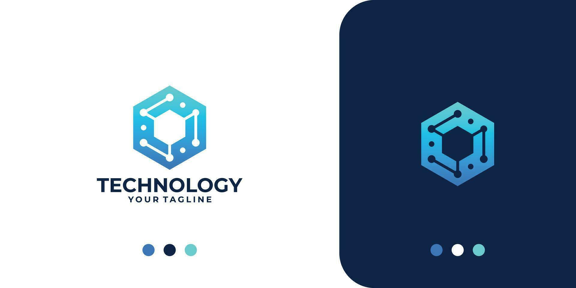 abstract technology hexagon shape logo design inspiration. vector