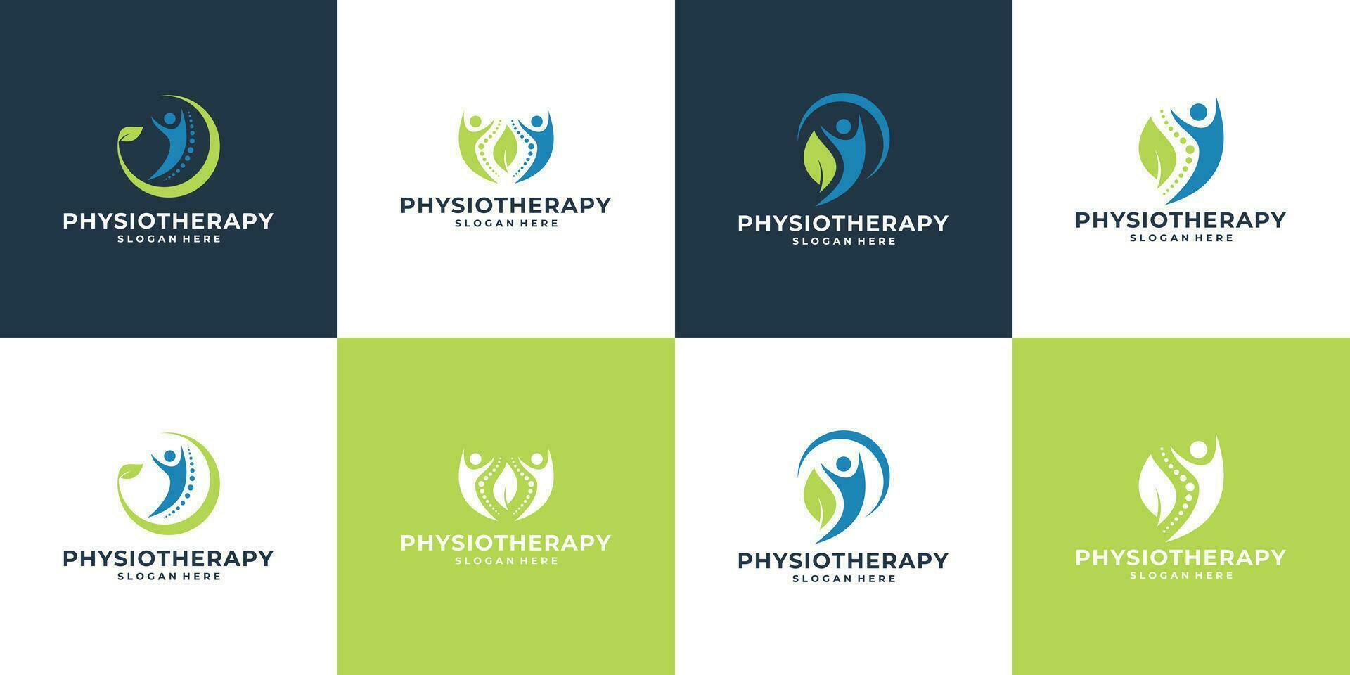 set of human health care logo, physiotherapy logo design collection. vector