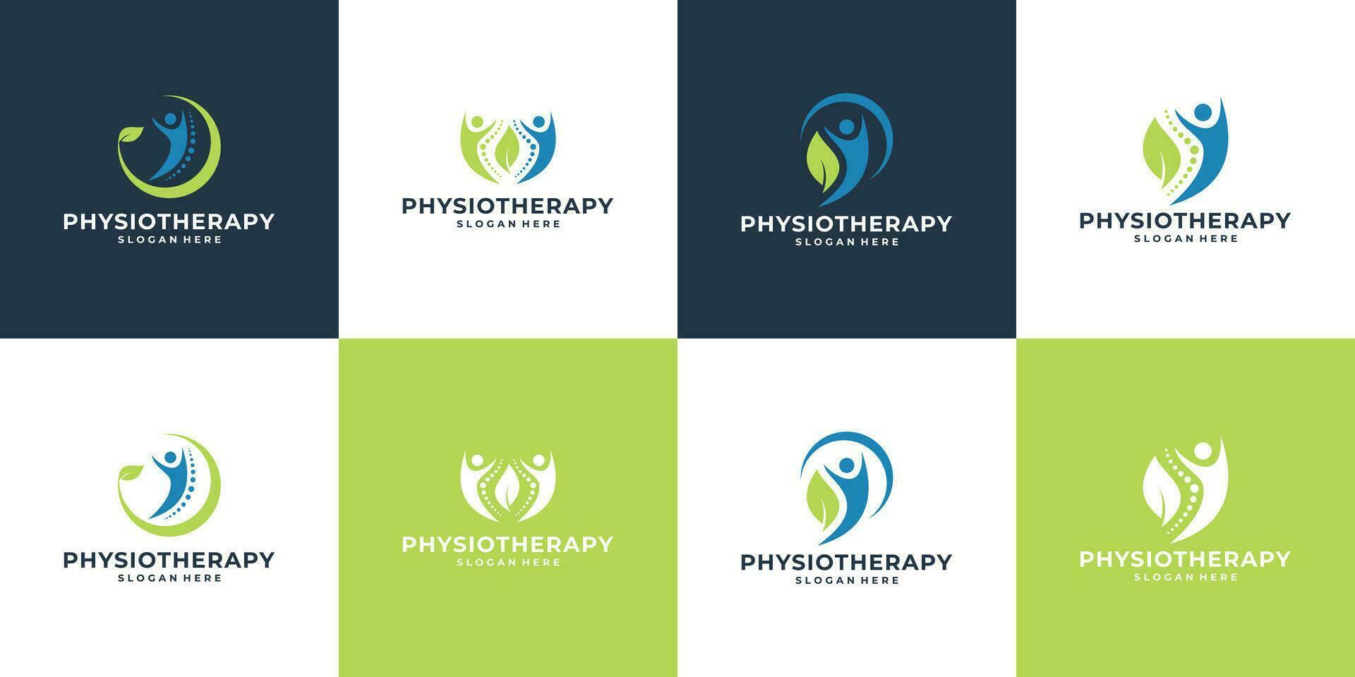 conjunto de humano salud cuidado logo, fisioterapia logo diseño recopilación. vector