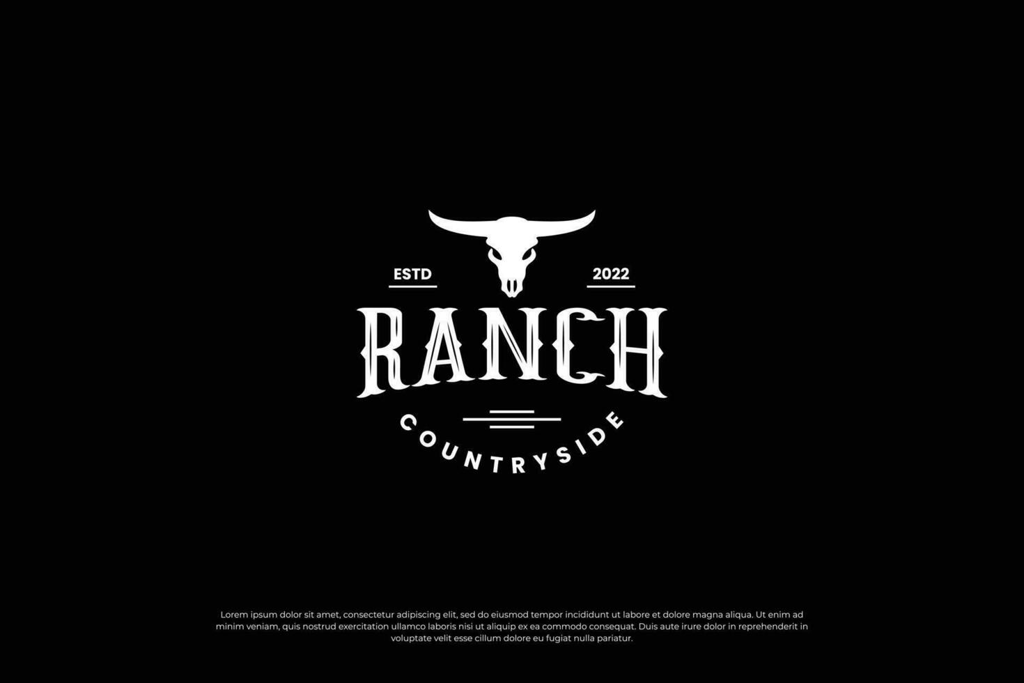 vintage bull, cow, longhorn logo design. ranch and farm logo template. vector