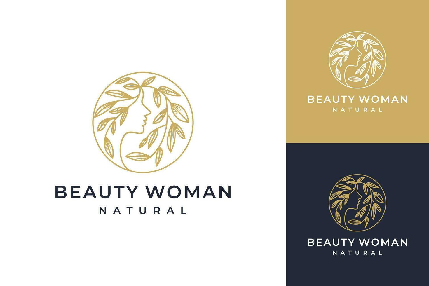 beauty women combination with flower line art logo design vector