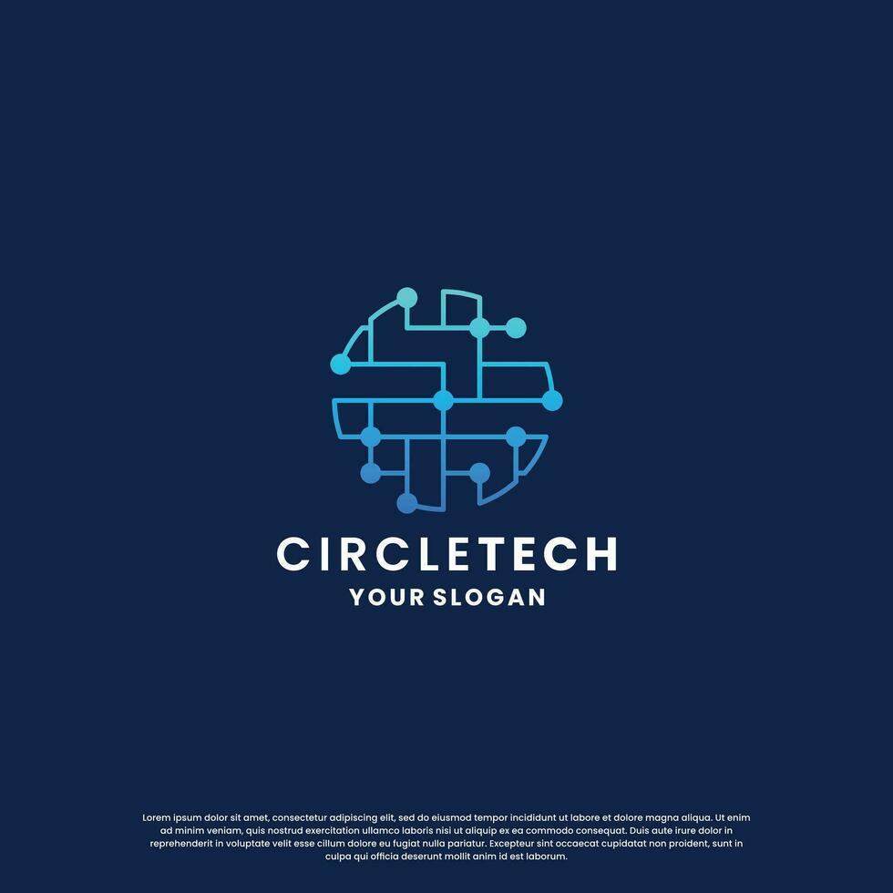 world technology logo design. abstract logo for technology. circle and circuit connection concept vector