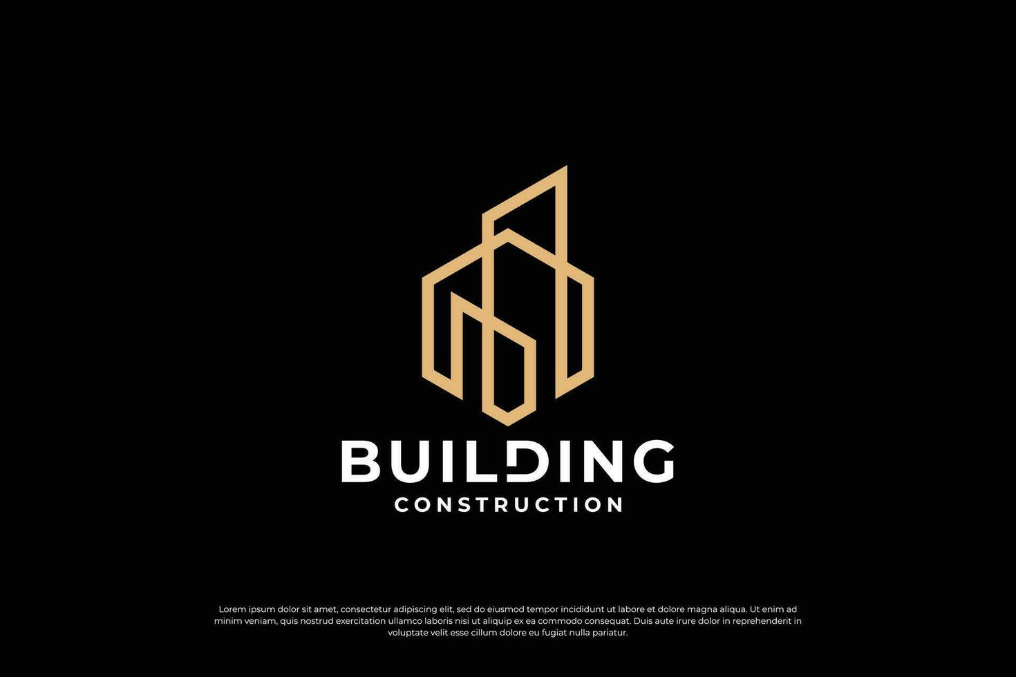 Creative building logo design inspiration with line art style. vector
