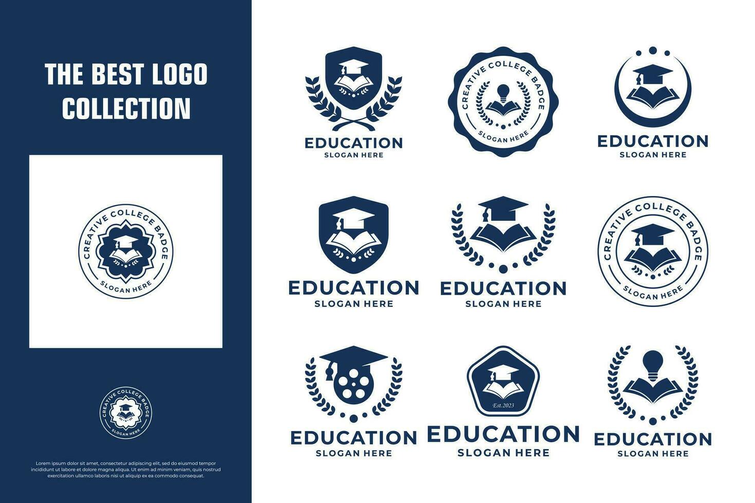 educación logo diseño Universidad emblema modelo. vector