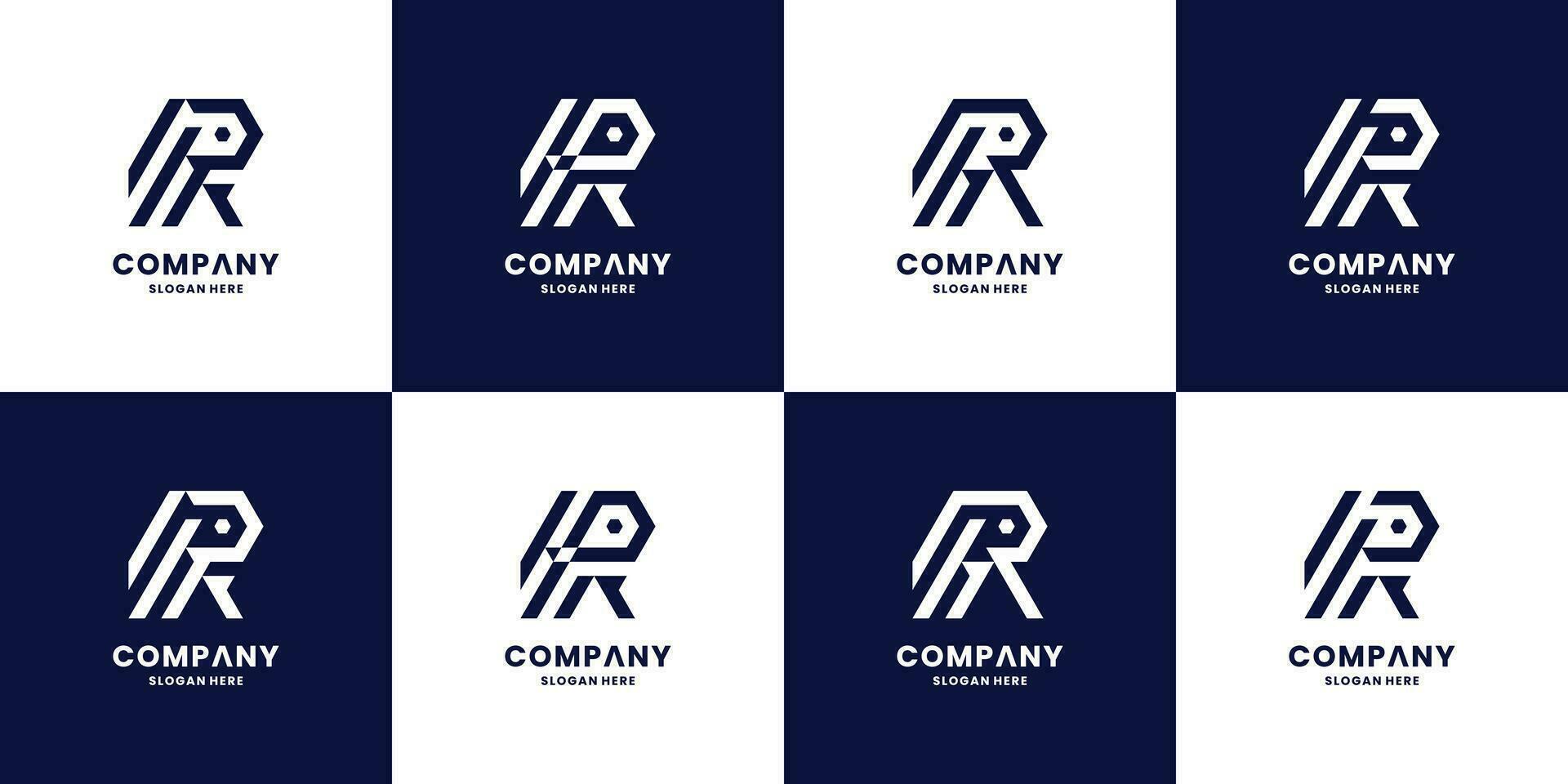 creative letter R logo design collection. R speed initials logo vector