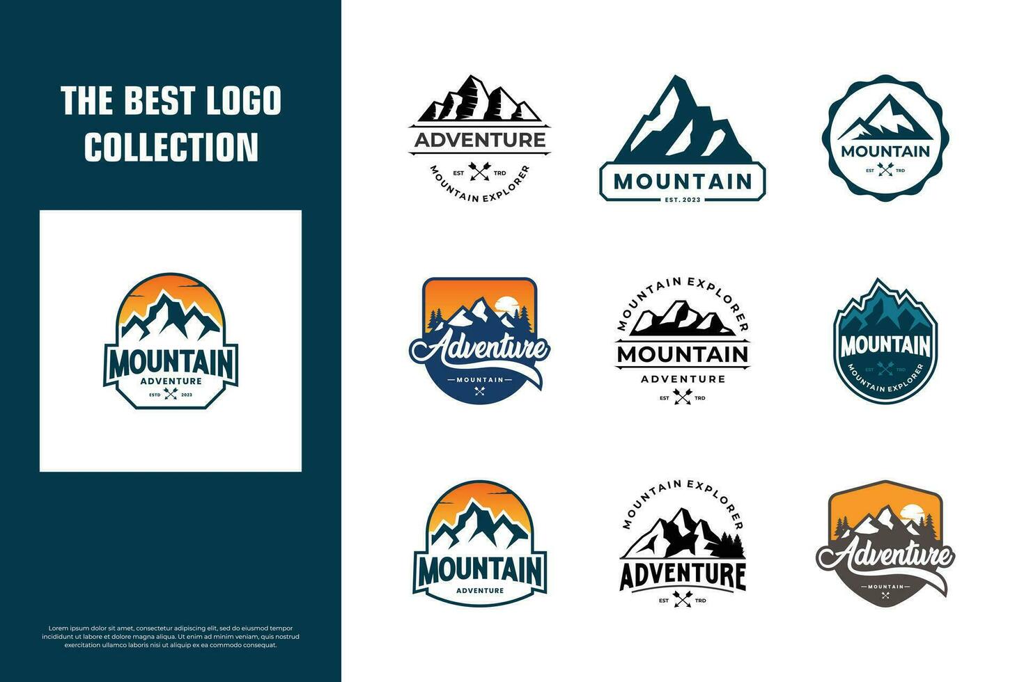 Collection of mountain travel emblems. Adventure badges logo design template. vector