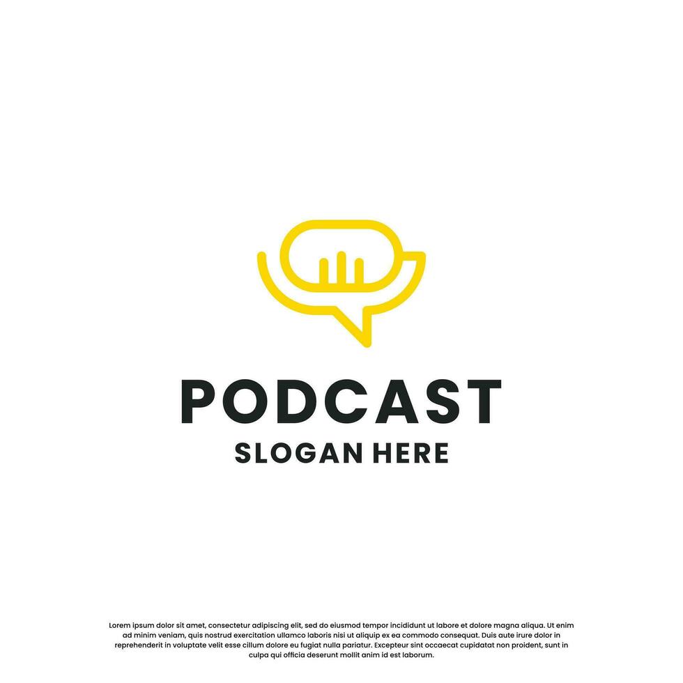 podcast hablar logo diseño. micrófono con hablar combinar vector