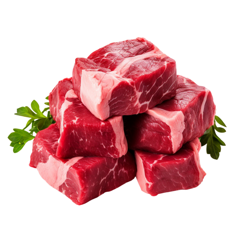 Raw beef cut meat on a transparent background. png