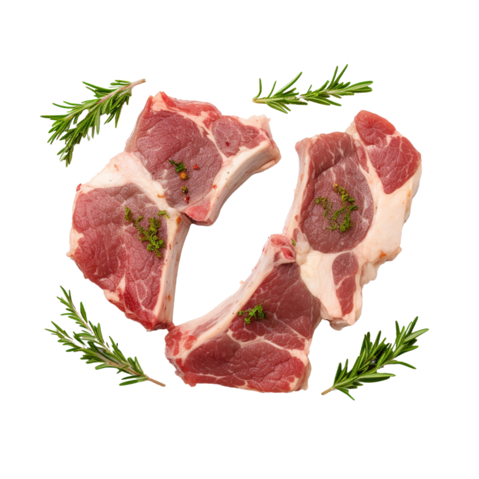 Lamb chops raw on a transparent background. png