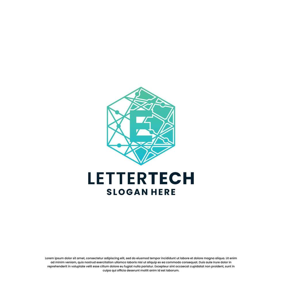 business letter E logo design for technology, lab, science, computing company vector