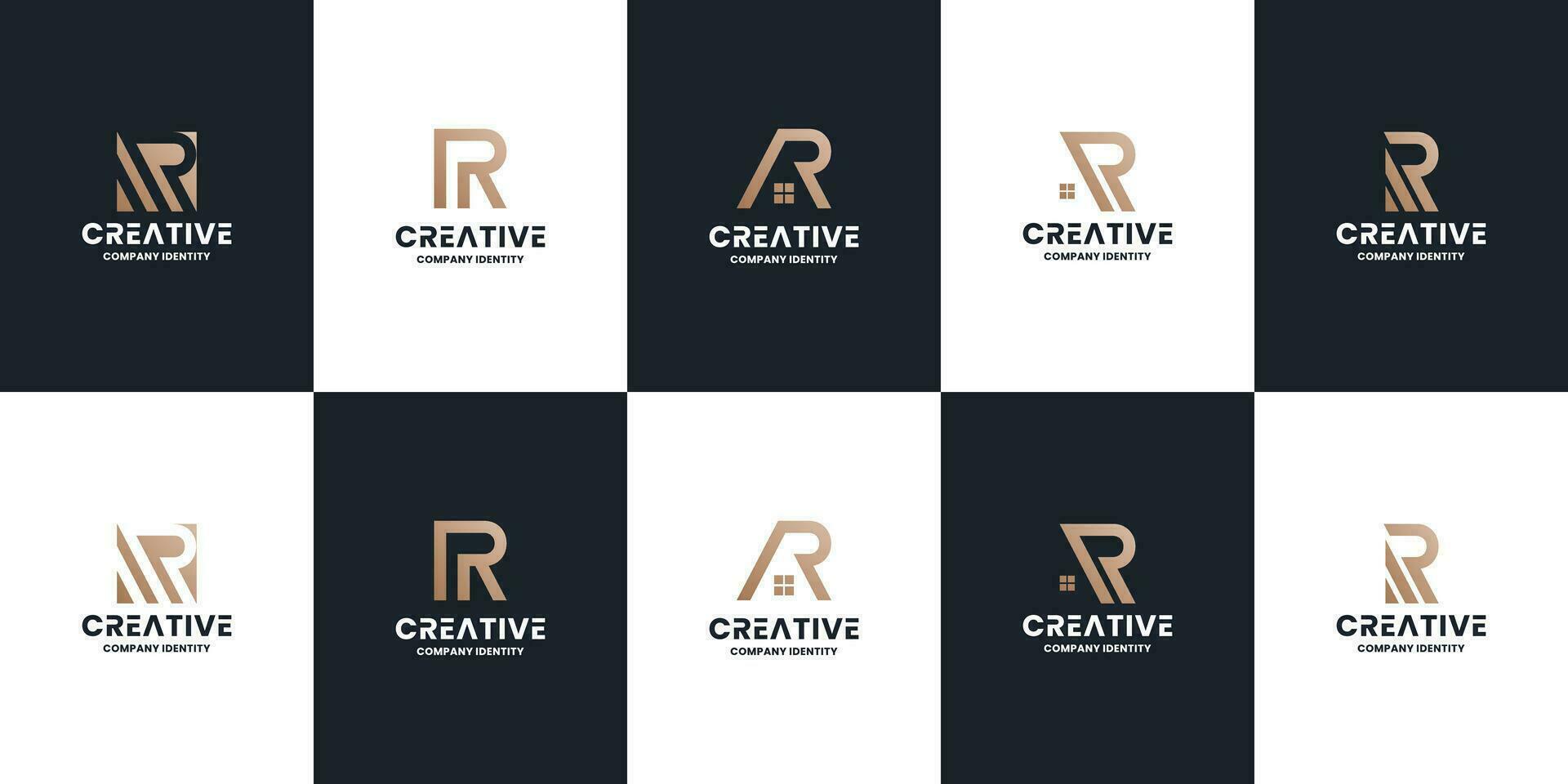 modern letter R real estate logo design collection. vector