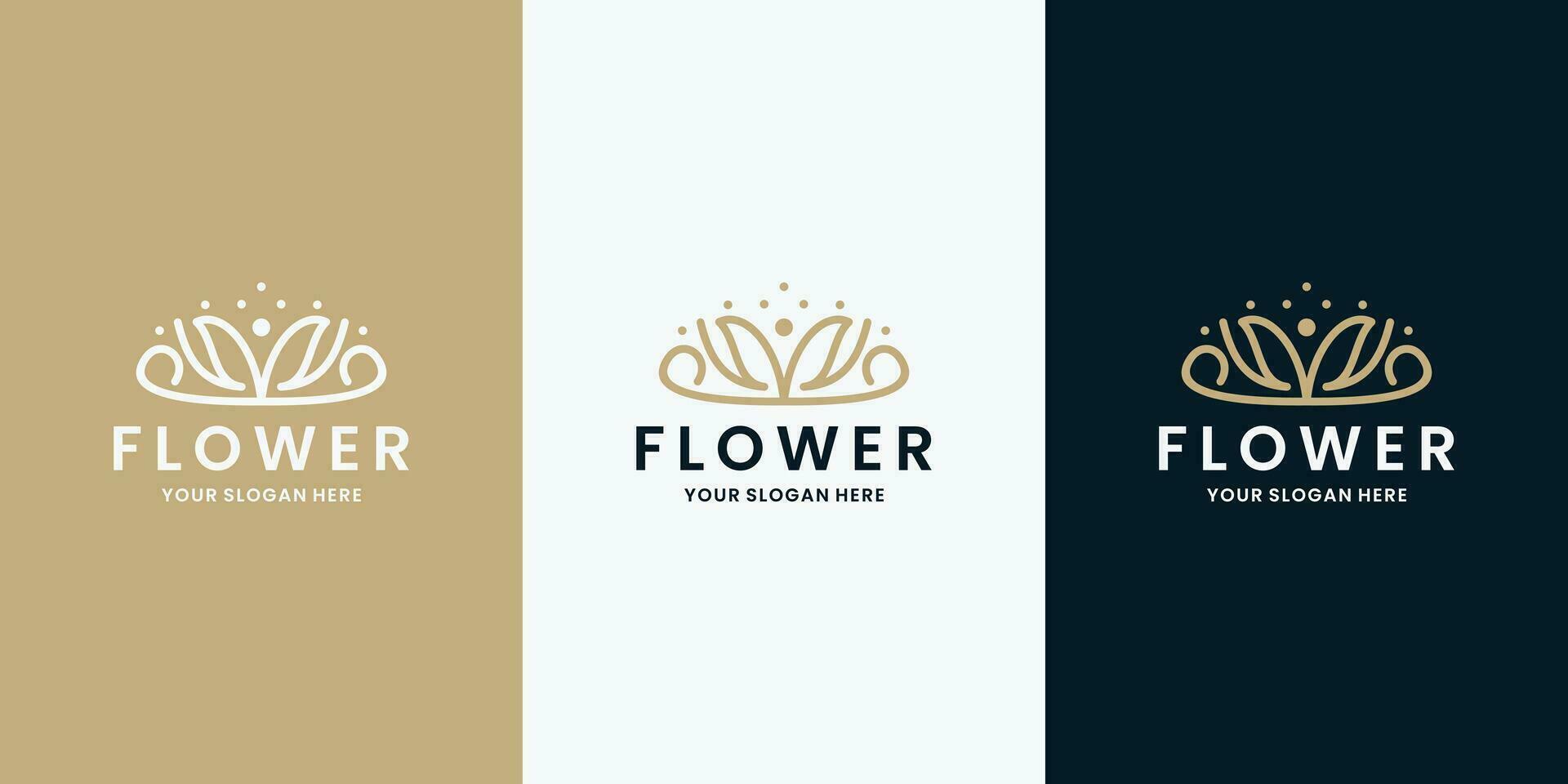 beauty salon and spa logo design flower monogram line art vector