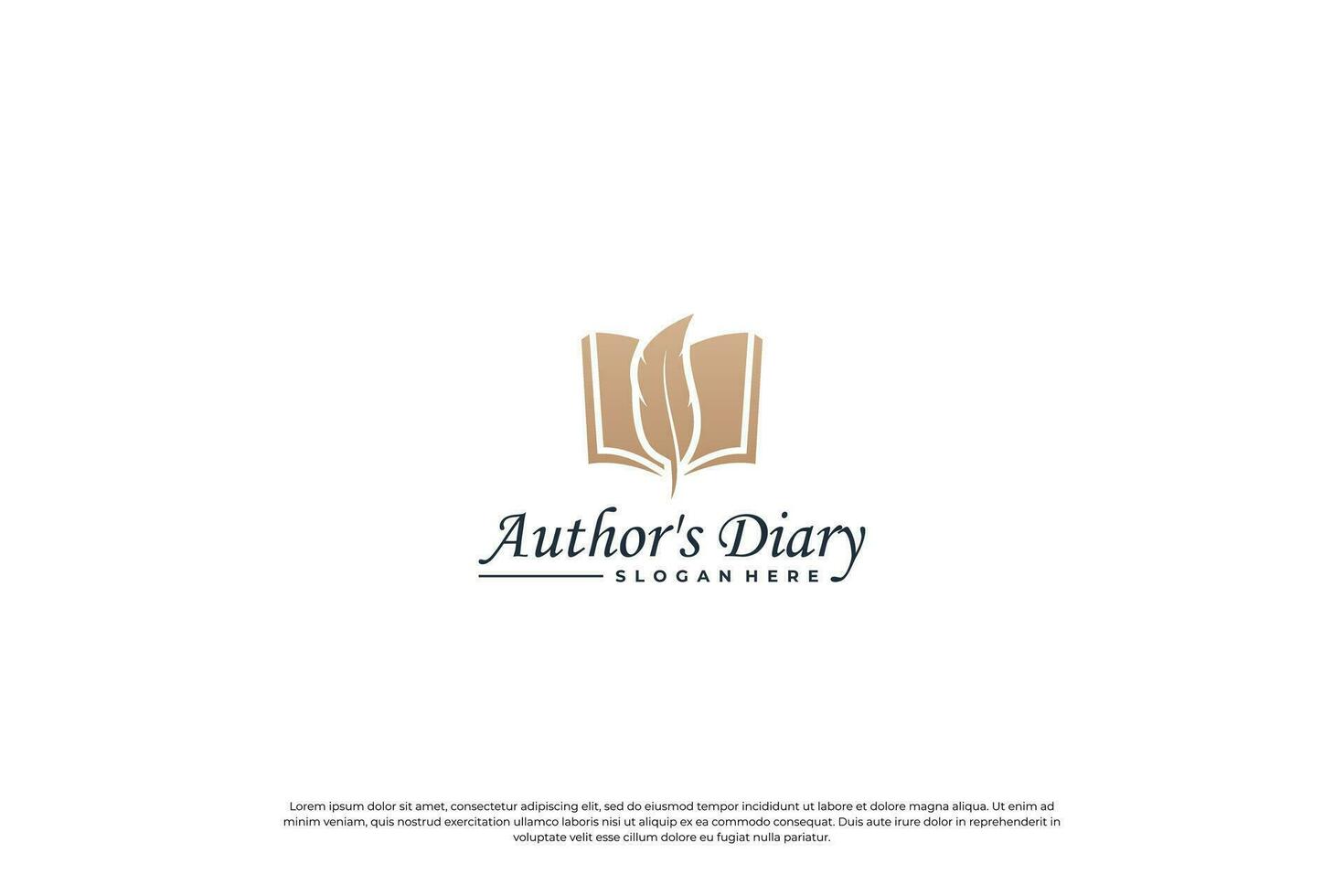 Notes book and quill pen logo design. vector