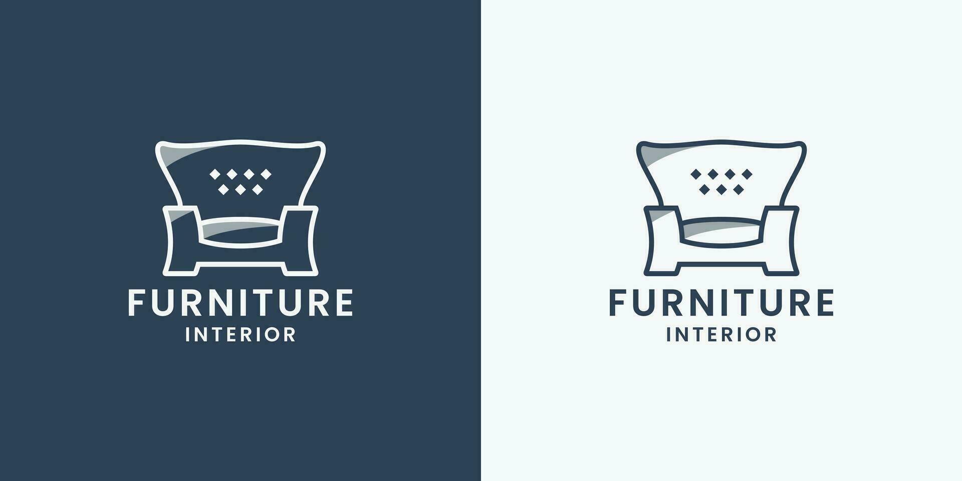 interior home furniture sofa logo design line art vector