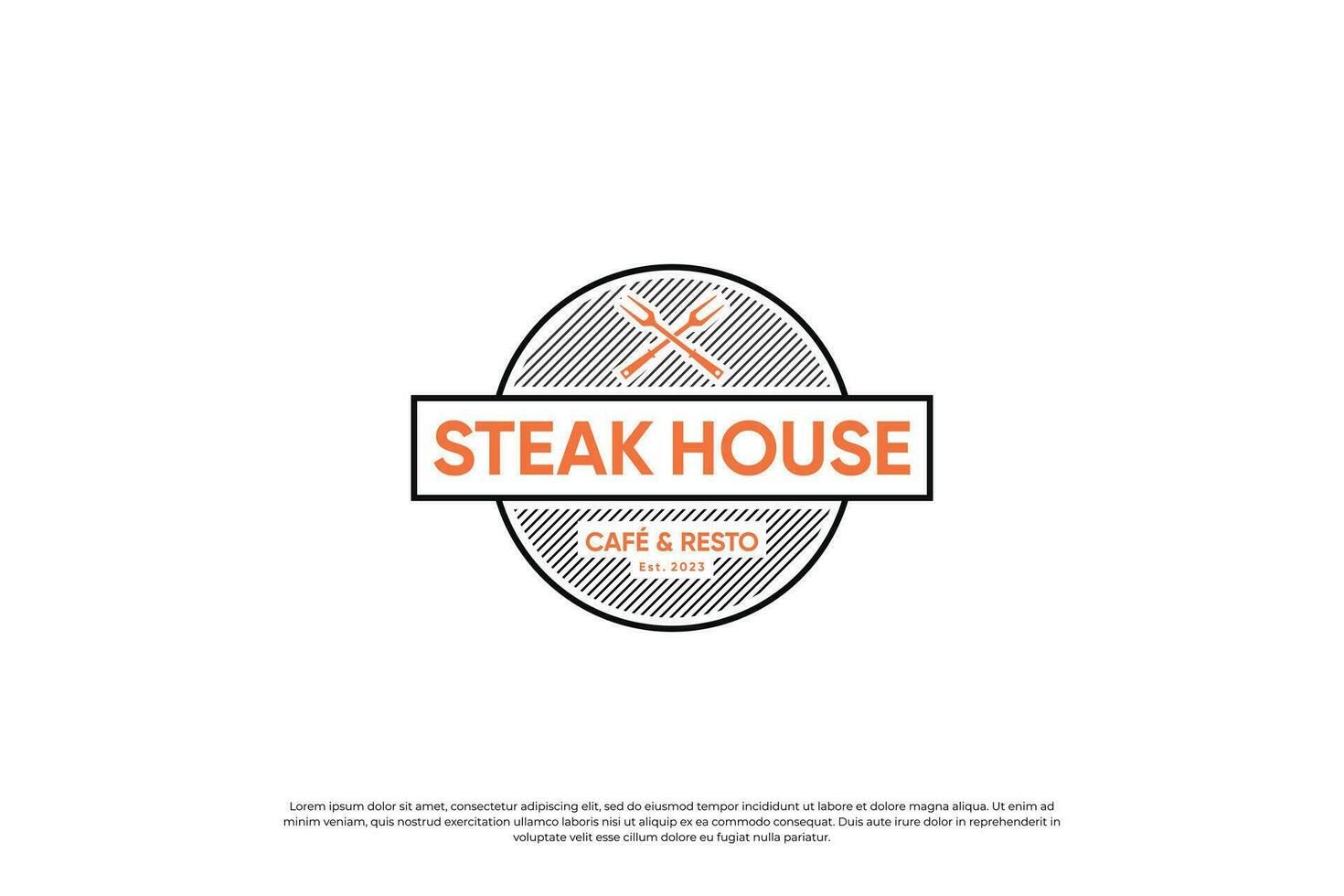 Retro steak, barbecue, beef logo design. Design badge for premium food. vector