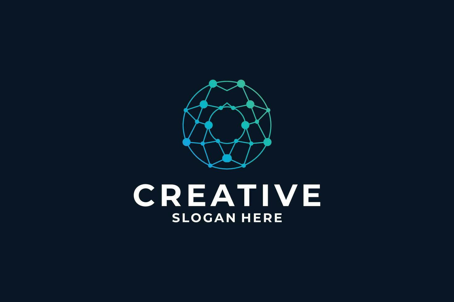 Letter O logo design. Initial O combine with dot, connection, molecule, connection concept. vector